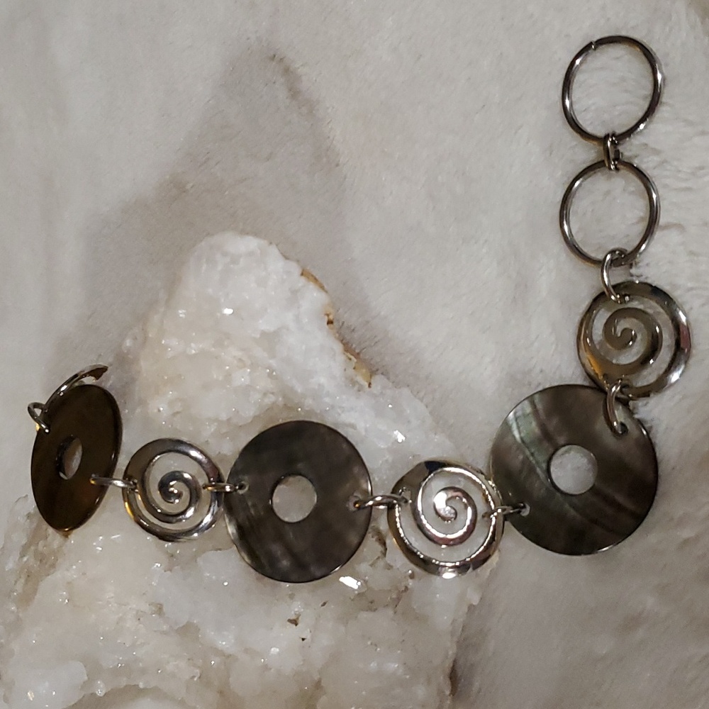 Cookie Lee Abalone/Silvertone Toggle Bracelet